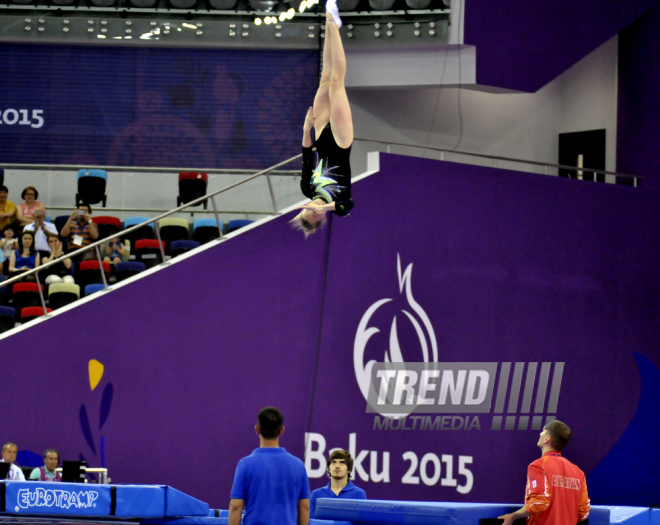 Birinci Avropa Oyunları çərçivəsində qadınlar arasında batut gimnastikası üzrə yarışlar. Bakı, Azərbaycan, 21 iyun 2015